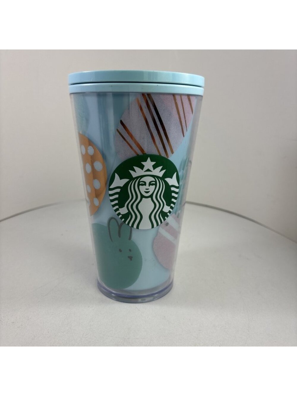 Starbucks Easter Egg Bunny Tumbler 16oz Cold Beverage Pastel Blue (no straw)